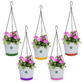 Crown Hanging Flower Pots/Planters- Set of 5 (Green, Orange, Pink, Purple, Yellow)