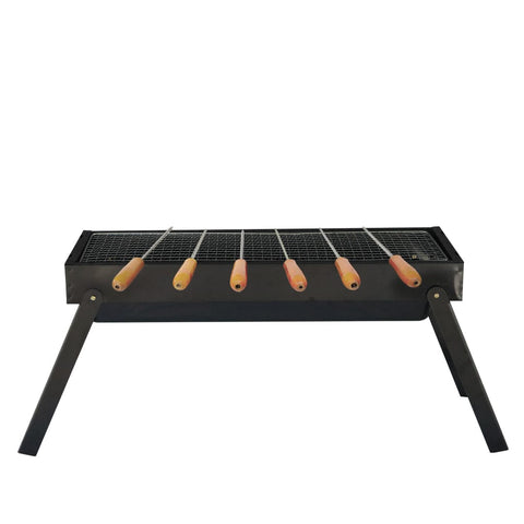 Portable Barbeque Bucket - TrustBasket Foldable Barbeque Grill with six skewers for grilling