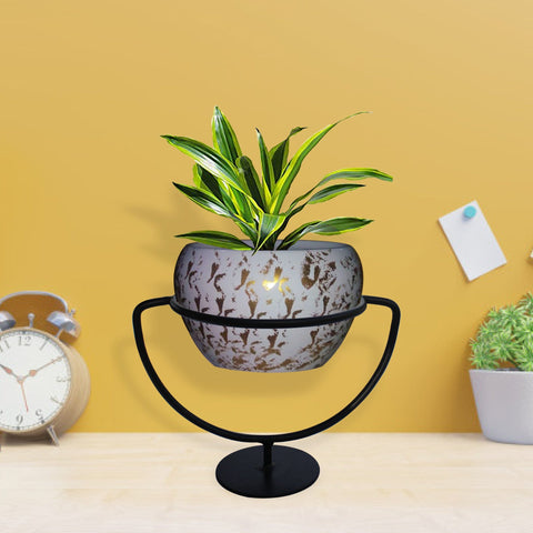 Trophy Planter Stand with look like Ceramic Metal Bowl