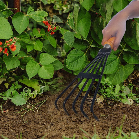 Gardening Tool Kit Online - TrustBasket Heavy Duty Leaf Rake Wooden Handle