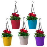 Lace Planter With Hanging Chain - Set of 5 (Yellow, Teal, Pink, Ivory, Purple)