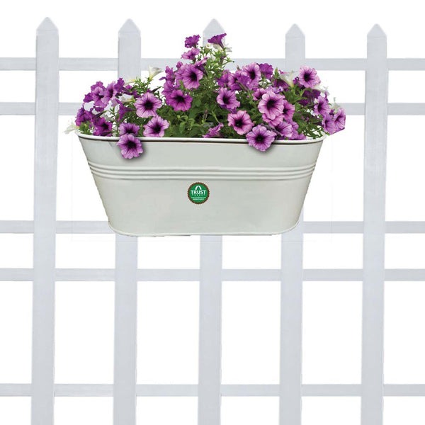 Oval railing planter - Plain Ivory