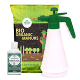 Plants Maintenance Kit (Neem Oil 100 ml,1 kg Bio Organic Manure,1ltr Pressure Sprayer)