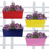 Rectangular Railing Planter (Red, Yellow, Blue And Magenta )12 Inch - Set of 4