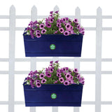 Rectangular Railing Planter - Dark Blue (12 Inch) - Set of 2