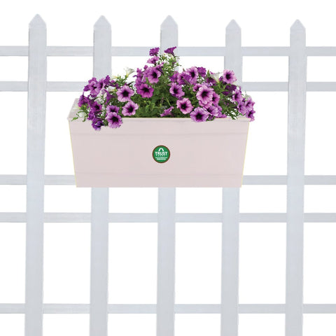 TrustBasket Set of 2 - Rectangular Railing Planter - Ivory (12 Inch)