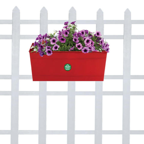 Rectangular Railing Planter - Red (12 Inch)