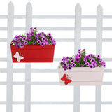 Butterfly Rectangular Railing Planters 12 inch (Red, Ivory) - Set of 2