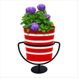 TrustBasket Set of 2 Trophy Stand with Yellow and Red Ribbed Planters