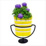 TrustBasket Set of 2 Trophy Stand with Yellow and Red Ribbed Planters