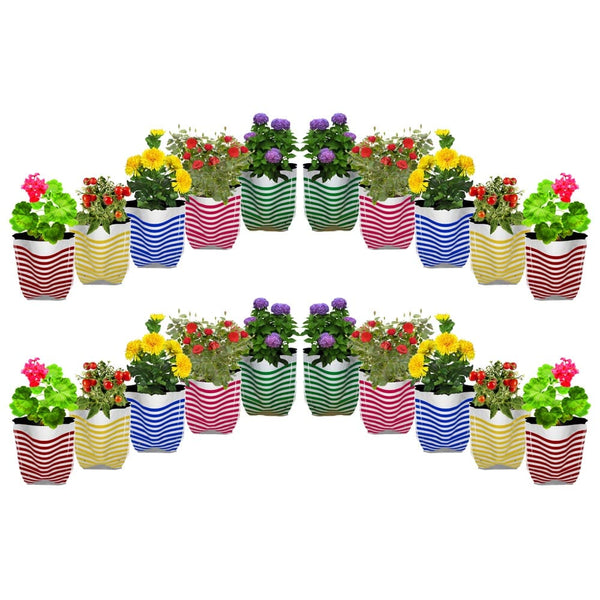 TrustBasket Premium Colorful Stripe Grow Bag - Set of 20 (20*20*35 cm)