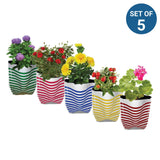 SMALL POTS AND PLANTERS ONLINE - Premium Colorful Stripe Grow Bag - Set of 5 (25*15*35 cm)