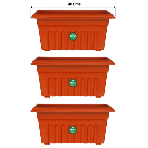 Plastic garden Pots - UV Treated Rectangular Plastic Planters (16 Inches)