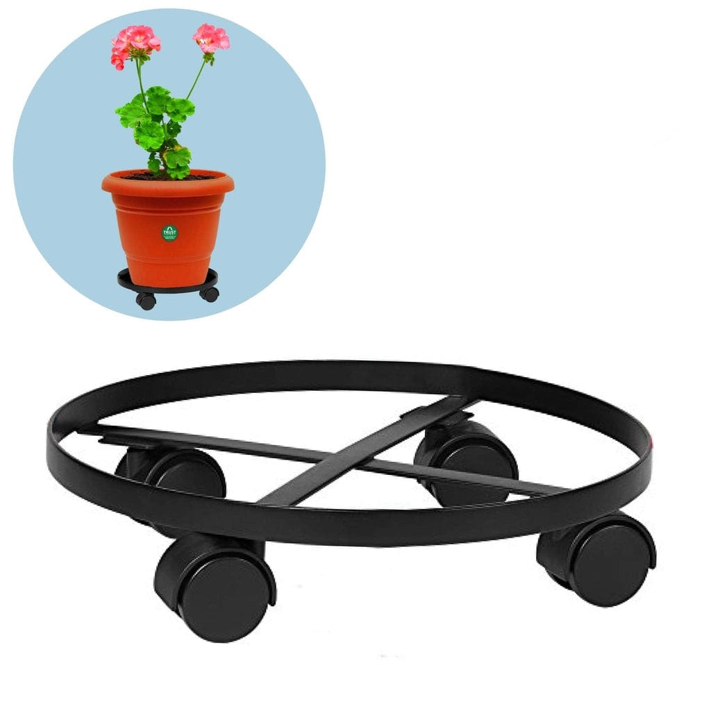 plant pot with wheels TrustBasket Wrought Iron Wheels Pot Stand