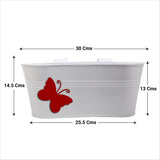Balcony Railing Planters with Butterfly (Blue, Yellow, Red, Ivory) Oval - Set of 4