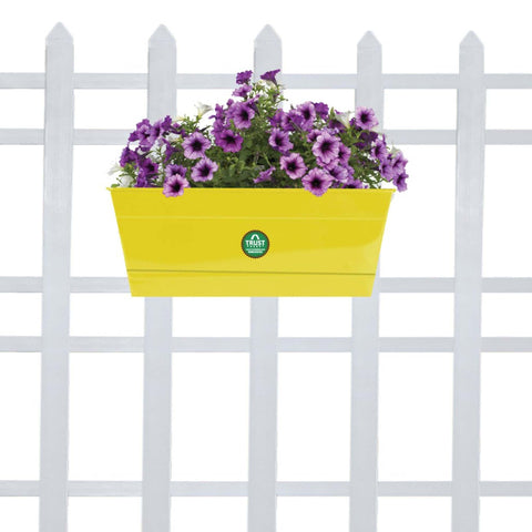 Best Balcony Railing Planters Pots in India - Rectangular Railing Planter - Yellow (12 Inch)