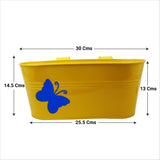 Balcony Railing Planters with Butterfly (Blue, Yellow, Red, Ivory) Oval - Set of 4