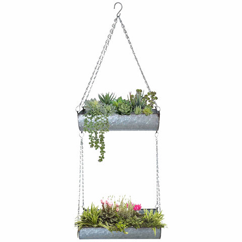 Best Indoor Plant Pots Online - Ivy MultiLevel Hanging Planter-Galvanized Metal Hanging Planter/garden decor,home decor indoor and outdoor use