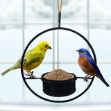 Bird Feeder  Garden Bird Feeder,Hanging Metal Feeder for balcony home /office use,indoor and outdoor(Black)