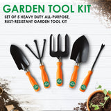 TrustBasket Set of 5 Heavy Duty All Purpose Garden Tool Kit