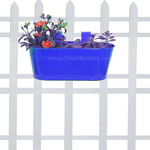 TrustBasket Offers And Promotions - Oval railing planter-Dark Blue