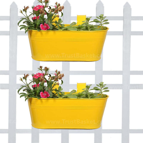 Products - Oval Railing Planter Yellow - Set of 2