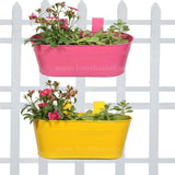 Oval Railing Planter - Yellow and Magenta - Set of 2