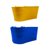 Oval Railing Planter Yellow and Dark Blue - Set of 2