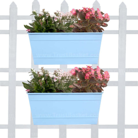 All online products - Rectangular Railing Planter - Teal (12 Inch) - Set of 2