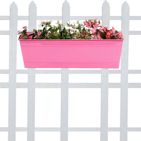 Garden Decor Products - Rectangular Railing Planter - Magenta (18 Inch)