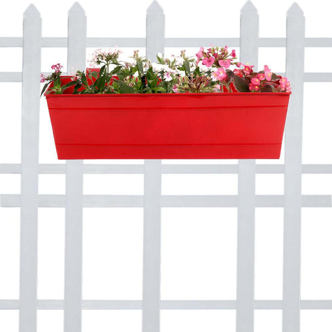 TrustBasket Offers And Promotions - Rectangular Railing Planter - Red (18 Inch)