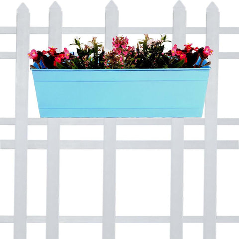 TrustBasket Offers And Promotions - Rectangular Railing Planter - Teal (18 Inch)