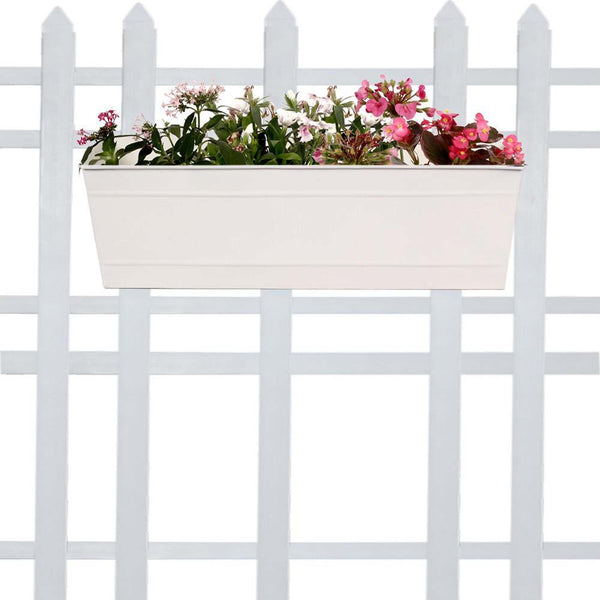 TrustBasket Rectangular Railing Planter - Ivory (18 Inch)