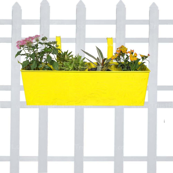 Rectangular railing planter - YELLOW plain (18 inch)