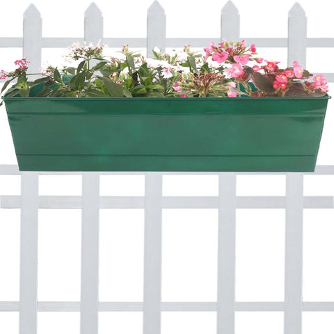 Garden Decor Products - Rectangular Railing Planter -Green (23 Inch)