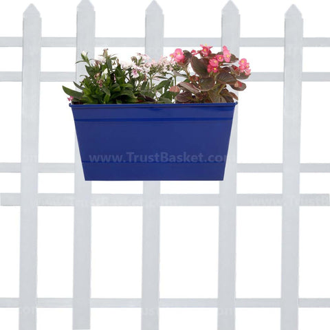 BEST COLOURFUL PLANT POTS - Rectangular Railing Planter -Dark Blue (12 Inch)