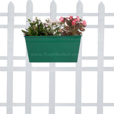 Best Metal Planters in India - Rectangular Railing Planter - Dark Green(12 Inch)