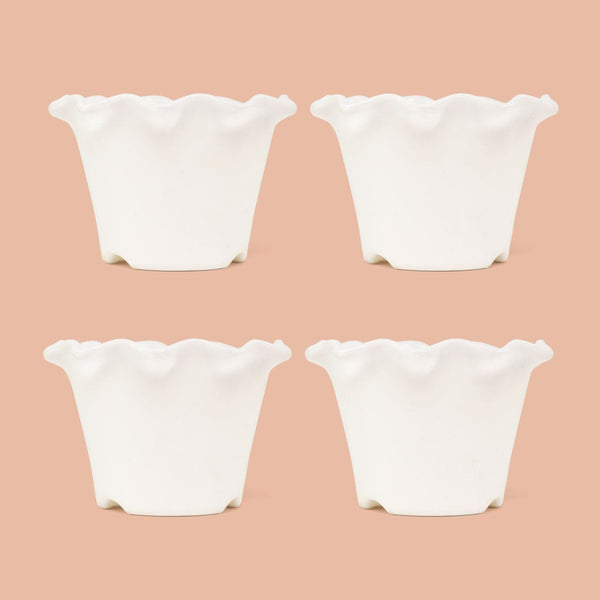 TrustBasket White blossom pot 5 inch (pack of 4)