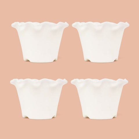 UV-Treated Plastic Pots - TrustBasket White blossom pot 5 inch (pack of 4)