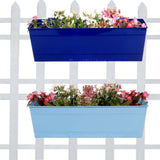 Rectangular Railing Planter Blue And Teal (18 Inch) - Set of 2