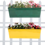 Rectangular Railing Planters Green and Yellow (18 Inch) - Set of 2