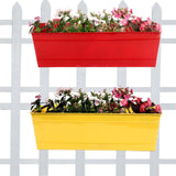 Rectangular Railing Planters Red and Yellow (18 Inch) - Set of 2