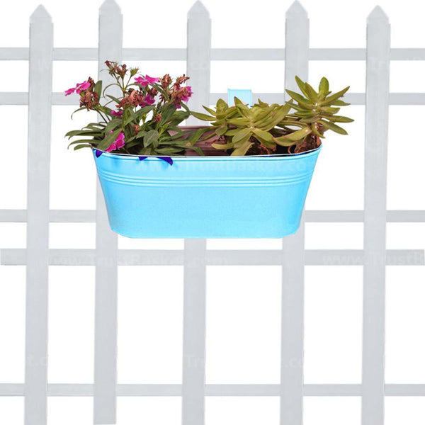 Oval railing planter - Teal